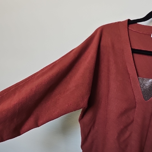 Chico's Caviar Bead V-Neck Pullover Dolman Sleeve Sweater Large Sable - Picture 7 of 10